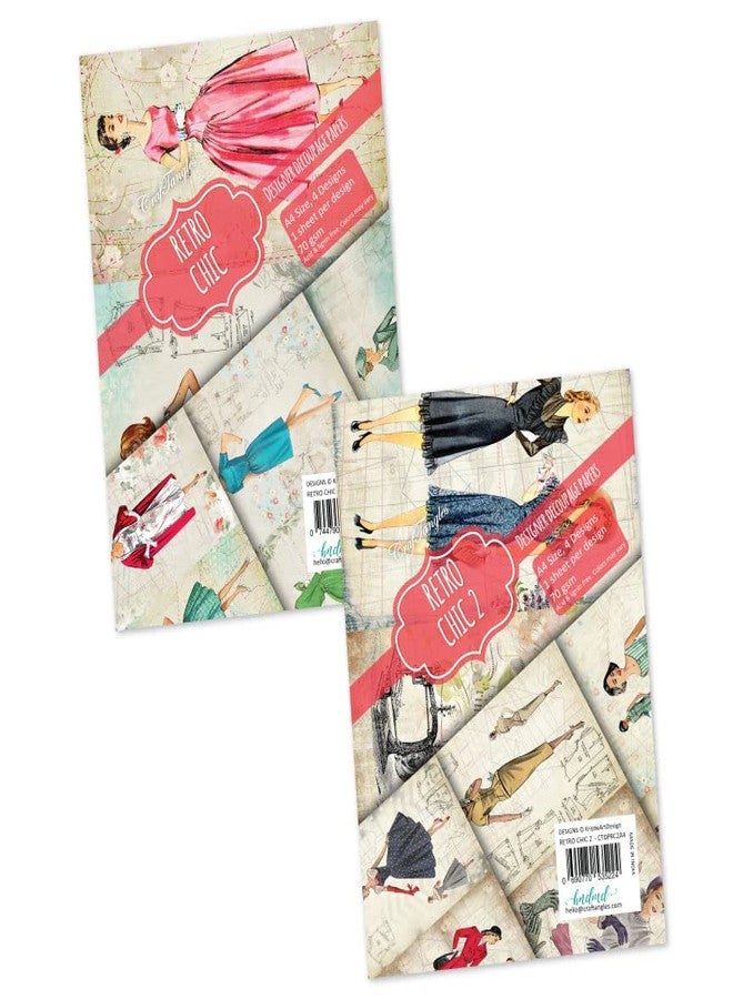 CrafTangles A4 Decoupage Paper Pack Combo - Retro Chic 1 and 2 (8 sheets) - Image 3